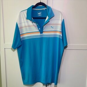 Puma Men’s Teal Stripe Golf Polo Shirt
